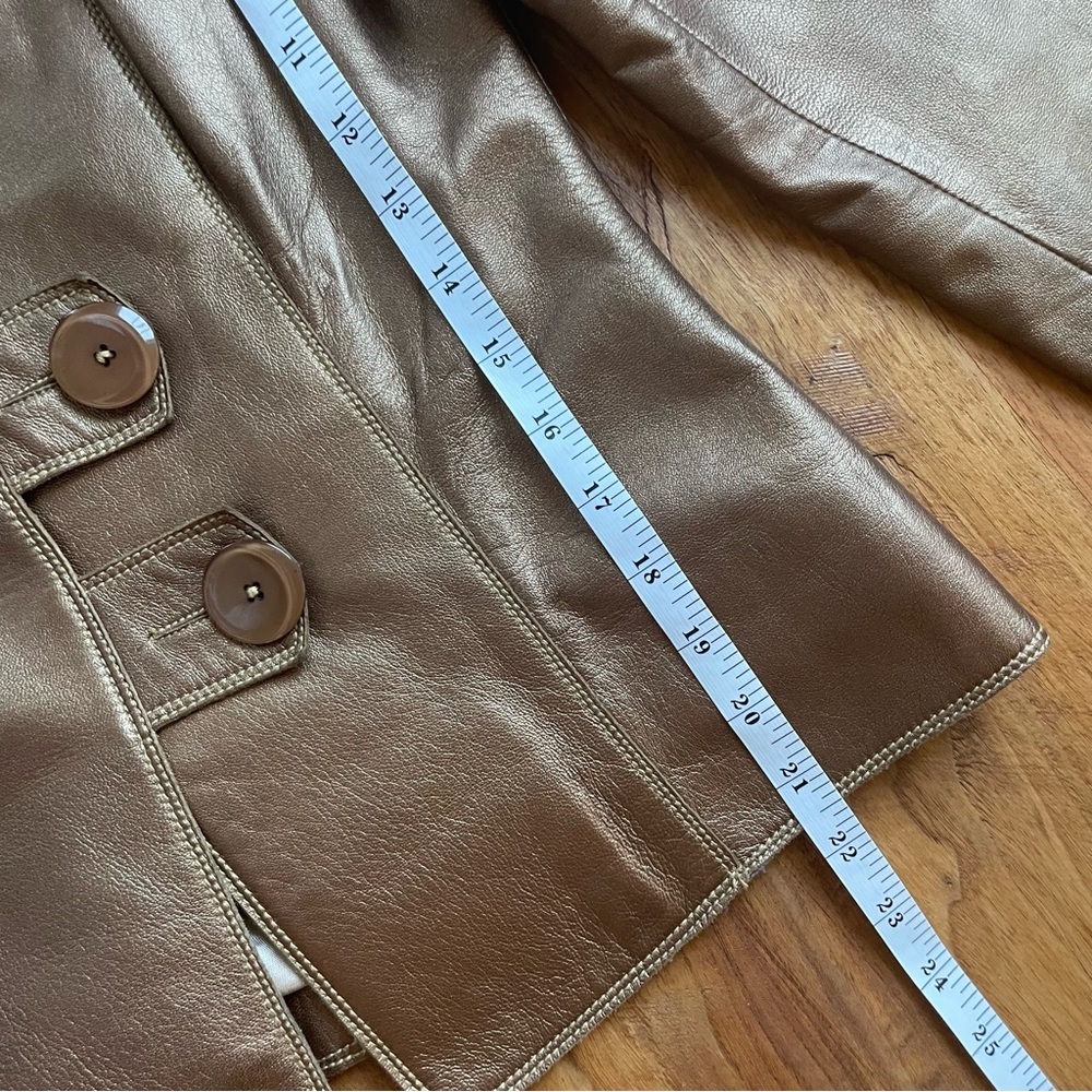 Metallic Bronze Leather Blazer Jacket - Women's - Picture 10 of 11